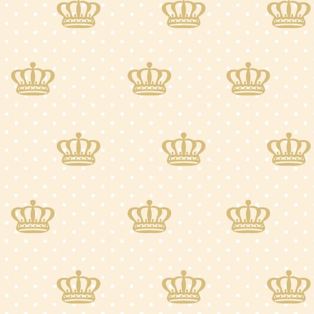 Papel De Parede Poa Coroa E Circulos Branco Autocolante Sala