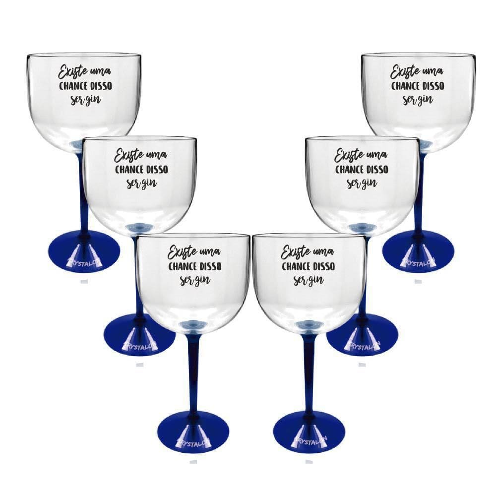 6 Taças Bicolor Azul Acrílico Personalizada Chance Ser Gin