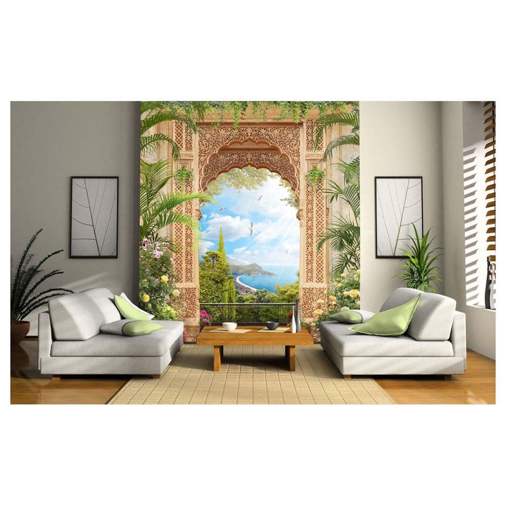 Papel De Parede Paisagem Digital Jardim Mar 3D Dav29