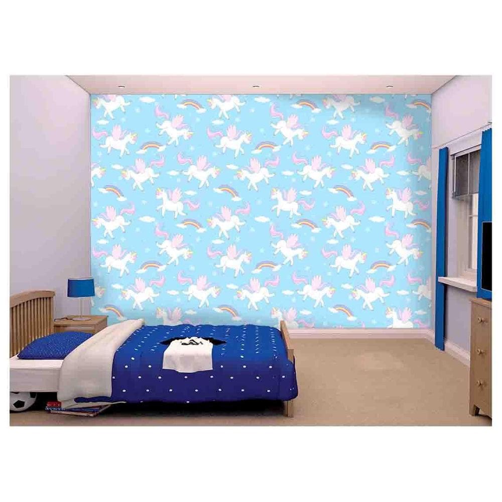 Papel De Parede Infantil Unicórinios Rosa 3D Azs124