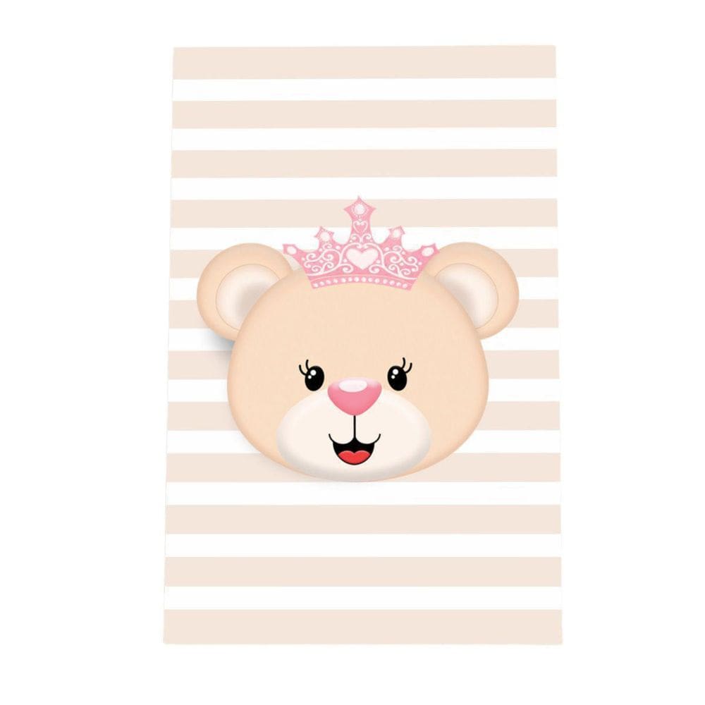 Placa Quadro Decorativo Quarto Menina Ursinha Princesa Rosa