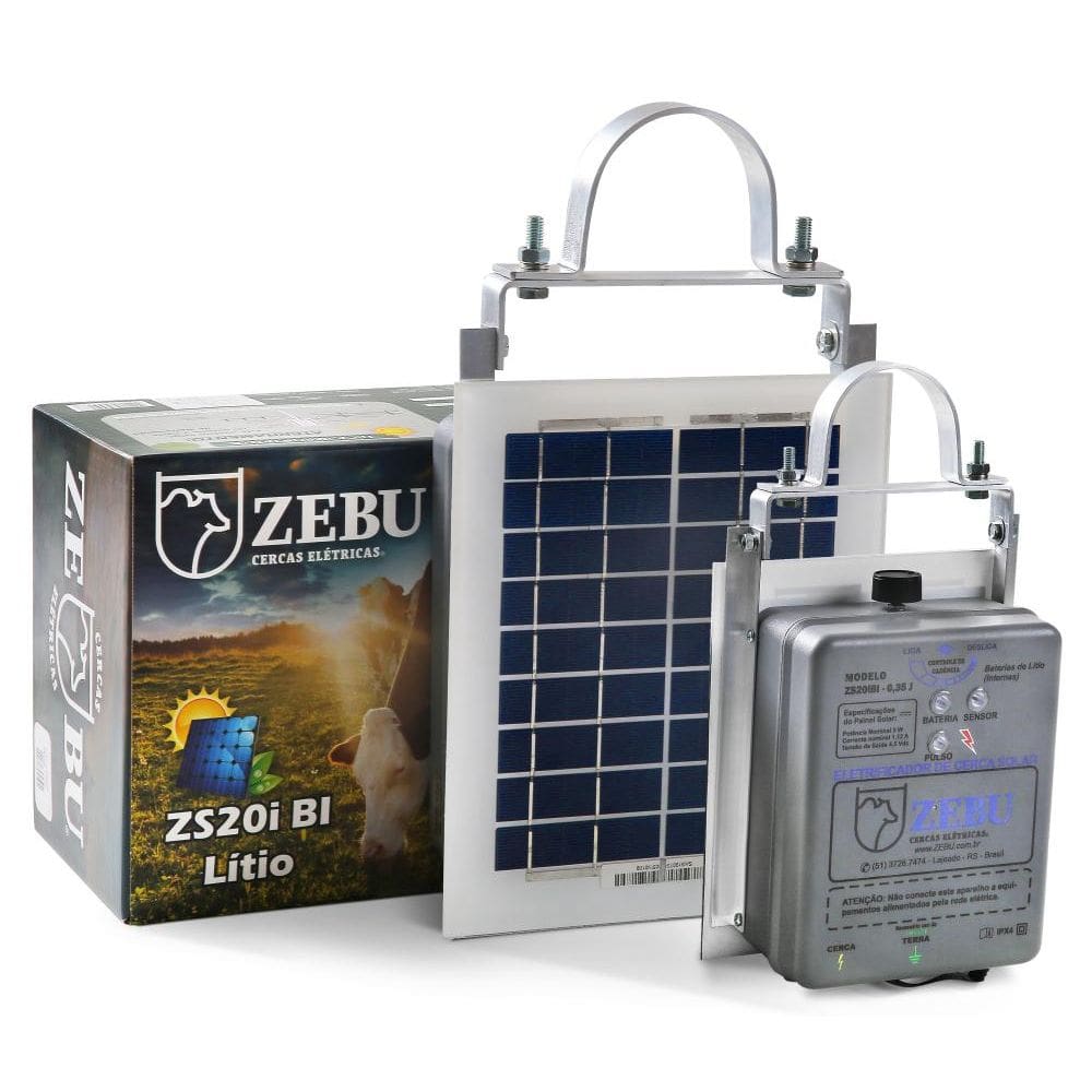 Eletrificador Solar de Cercas Elétricas Grande Propriedades Com Bateria ZS20i - ZEBU 3736-6