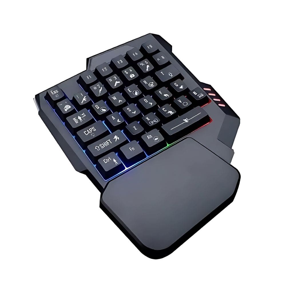 Teclado Gamer RGB Uma Mão Semi Mecânico Jogos USB para Alta Performance