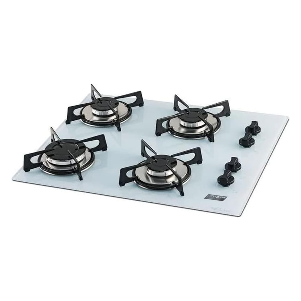 Fogão Cooktop Fischer 4Q Gás Mesa Vidro Branco Bivolt
