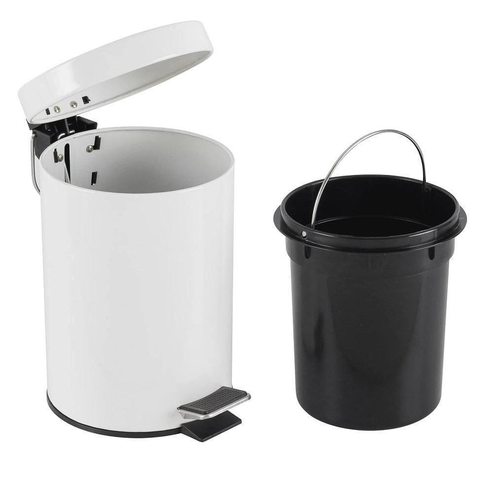 Lixeira Vintage Branca 5 Litros Pedal Cesto Lixo 5l Inox Quarto Banheiro Cozinha Coleta Seletiva
