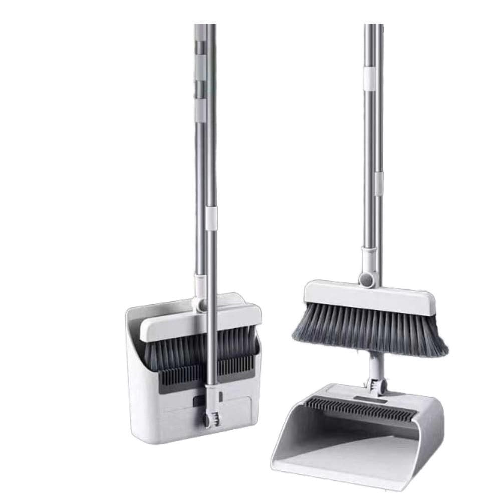 Kit Vassoura Dobravel Inox Mop Conjunto Pa De Lixo Articulada 3 Em 1 Coletora Cabo Retratil Escova Espanadeira 3 Em 1 Pa
