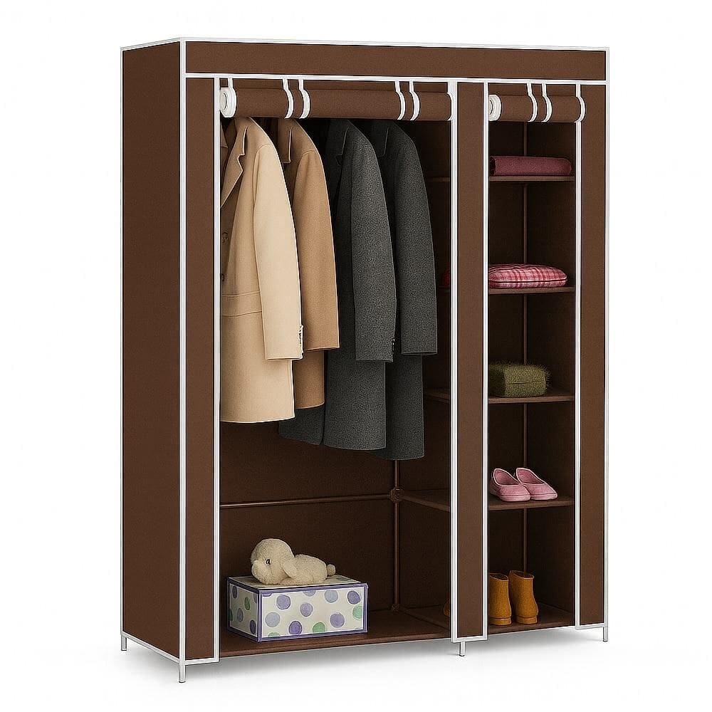 Guarda Roupa Cabideiro 5 Prateleira Organizadora Bolsa Sapato Lencol Toalha Praia Casa Closet Marrom