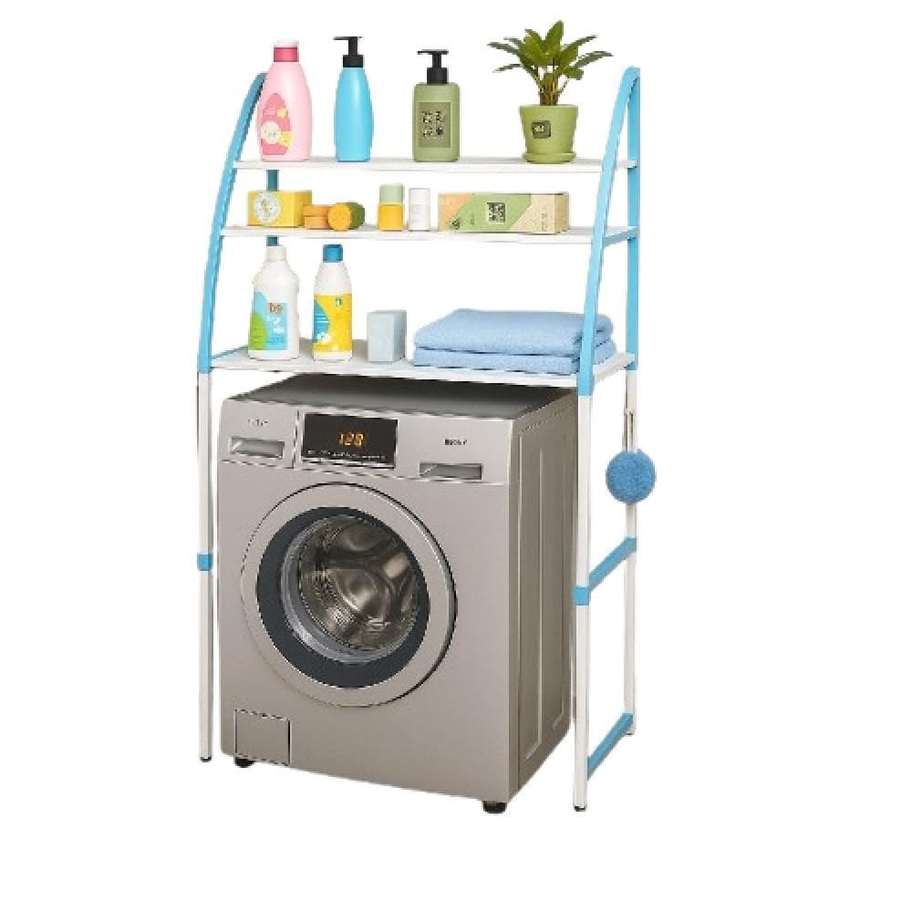 Organizador Rack Portatil 3 Prateleiras Lavanderia Banheiro Utilidades Maquina Lavar Casa Azul