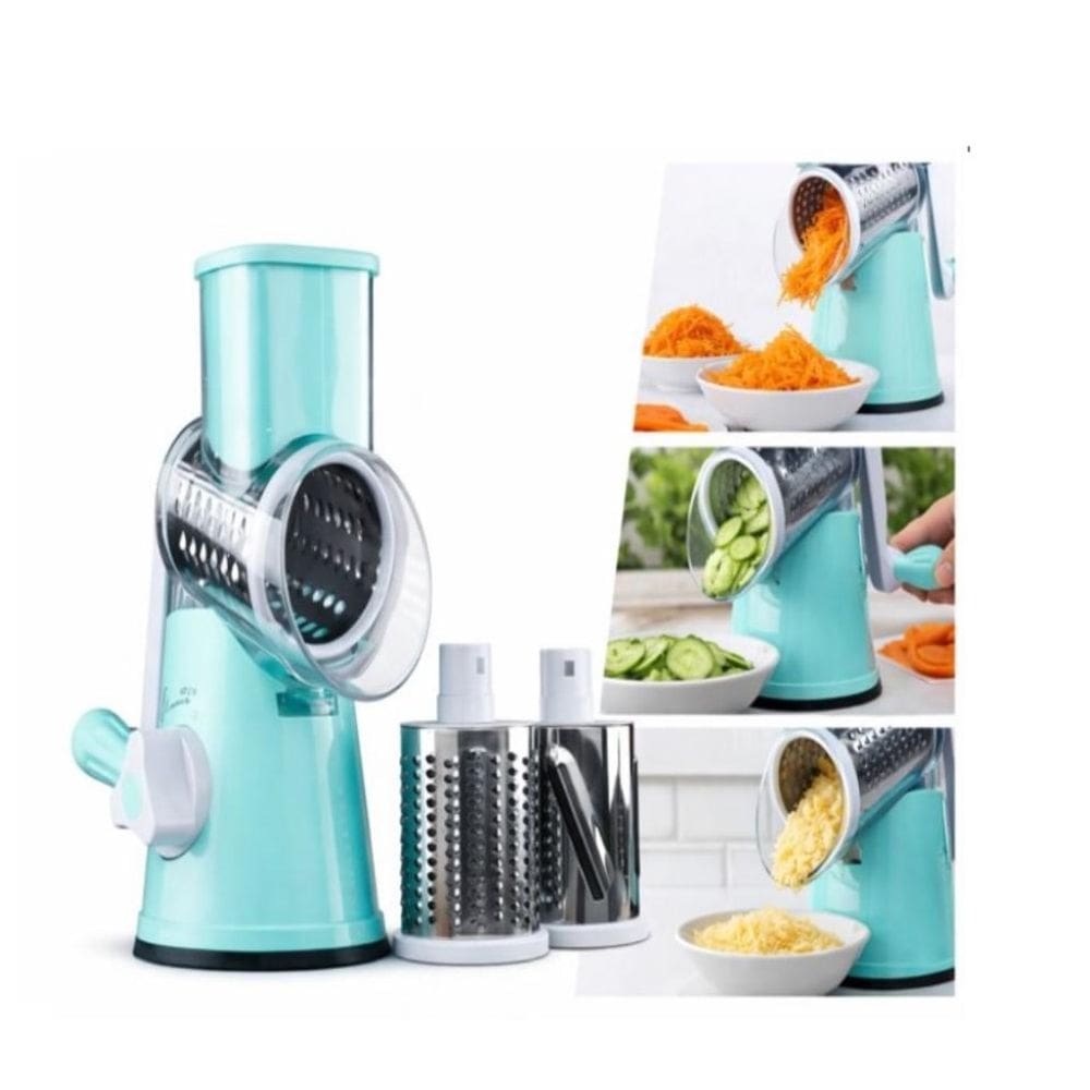 Cortador Ralador Legumes Verduras Processador Moedor Frios Queijos 3 Laminas Fatiador Picador Manual Multifuncional