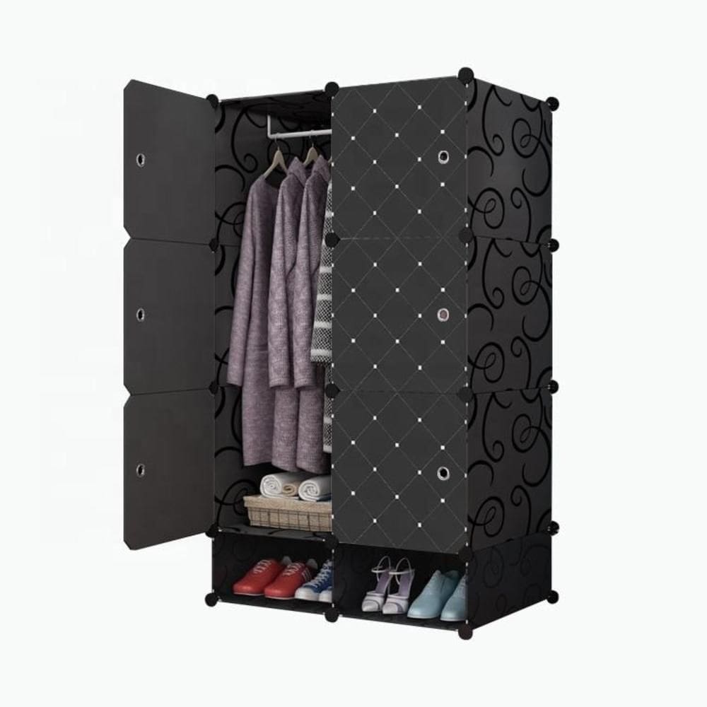 Armario Modular Portatil Organizador Cabideiro Guarda Roupa Brinquedos Sapatos Vintage Preto