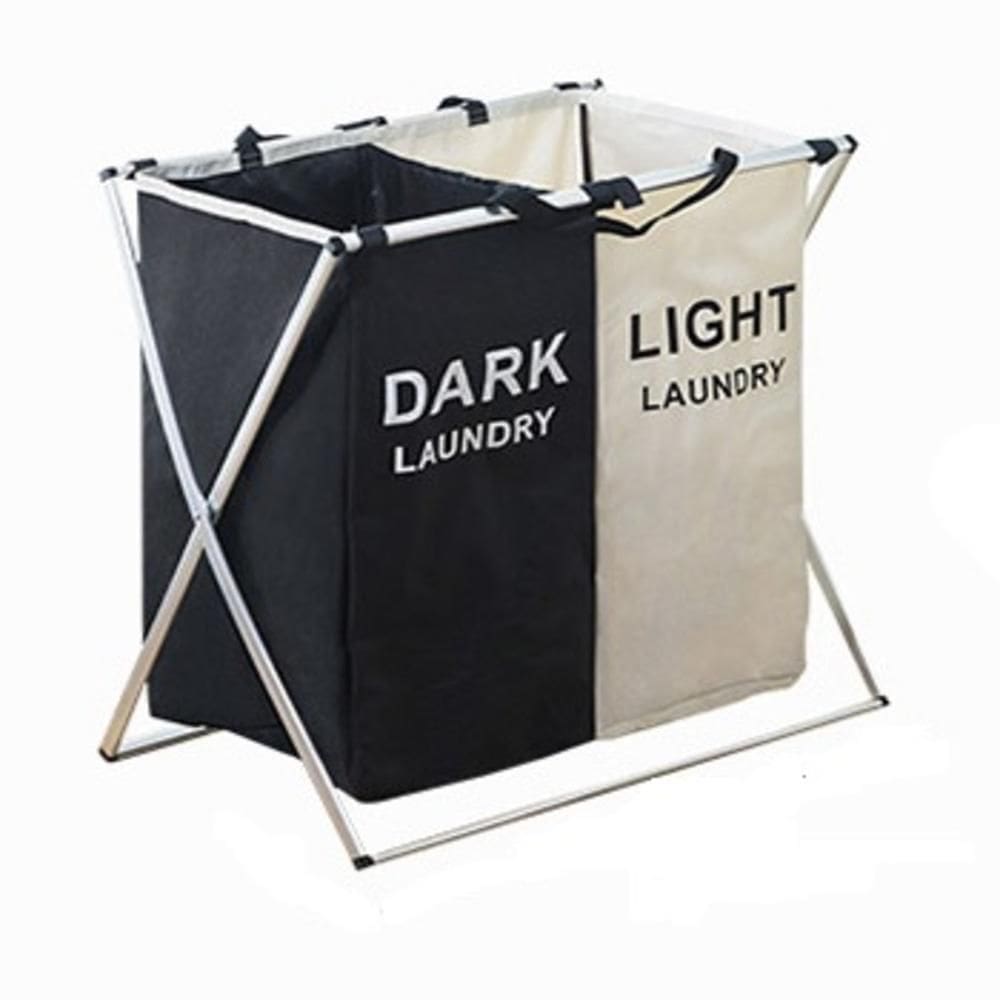 Cesto De Roupa Suja Duplo Multiuso Cromado Organizador Roupeiro Lavanderia Quarto Banheiro