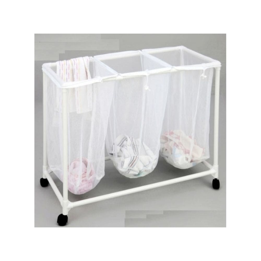 Carrinho Lavanderia Com 3 Cesto Roupeiro Organizador De Roupas Sujas Com Rodinha Branco Luxo