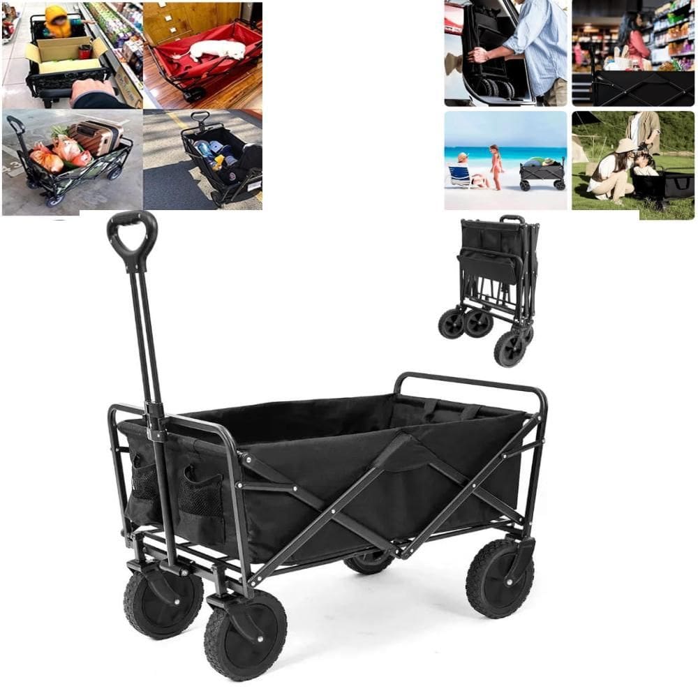 Carrinho Mao Dobravel Carga Camping Praia Transporte Multiuso 100Kg Portatil Acampamento Pesca Viagem Pacotes Supermerca