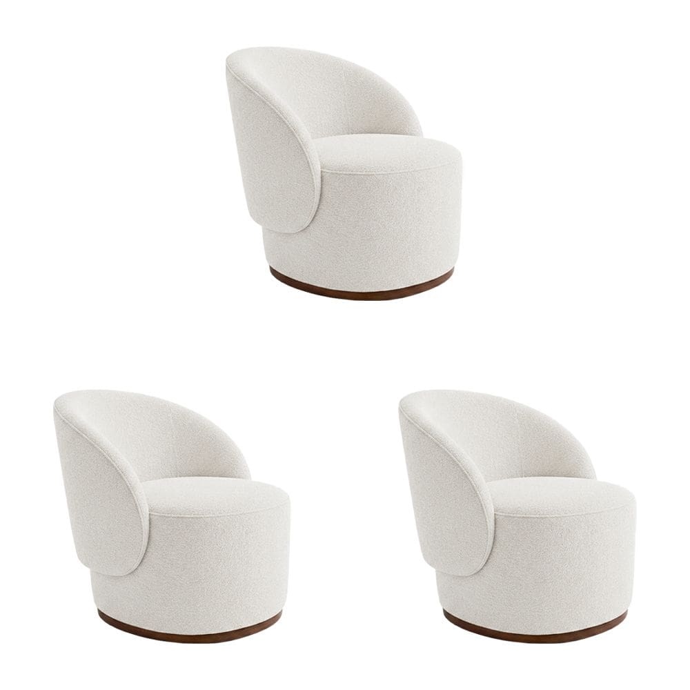 Kit 3 Poltronas Decorativa Premium Orgânica para Recepção e Clinicas em Bouclê Italiano Off White