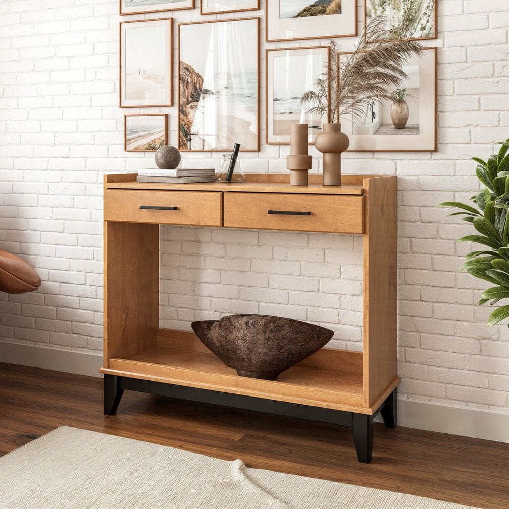 Aparador para Sala de Estar 02 Gavetas Marrom Carvalho