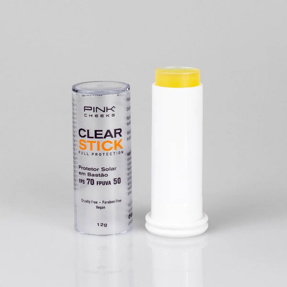 Protetor Solar Clear Stick em Bastão Transparente FPS70 - Pink Cheeks