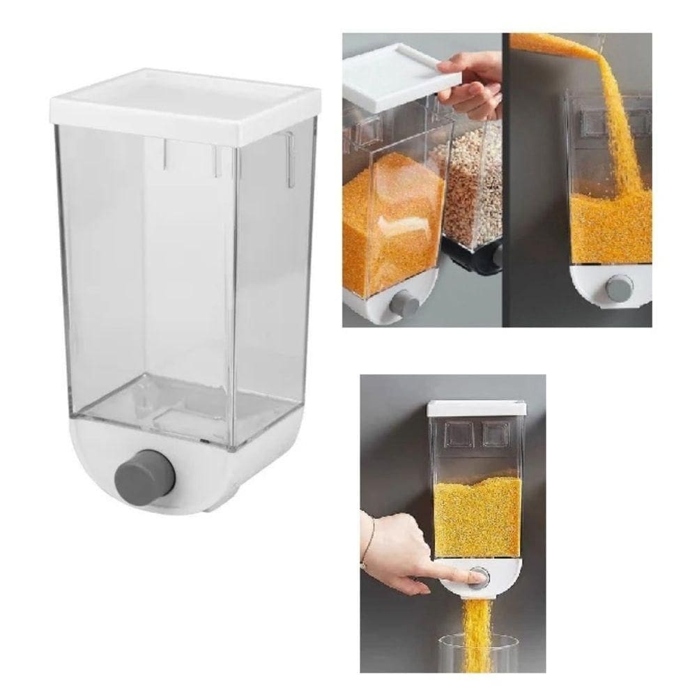 Dispenser De Alimentos Luxo De Parede Touch Porta Cereal Mantimentos 1 Litro Hermetico Design Moderno