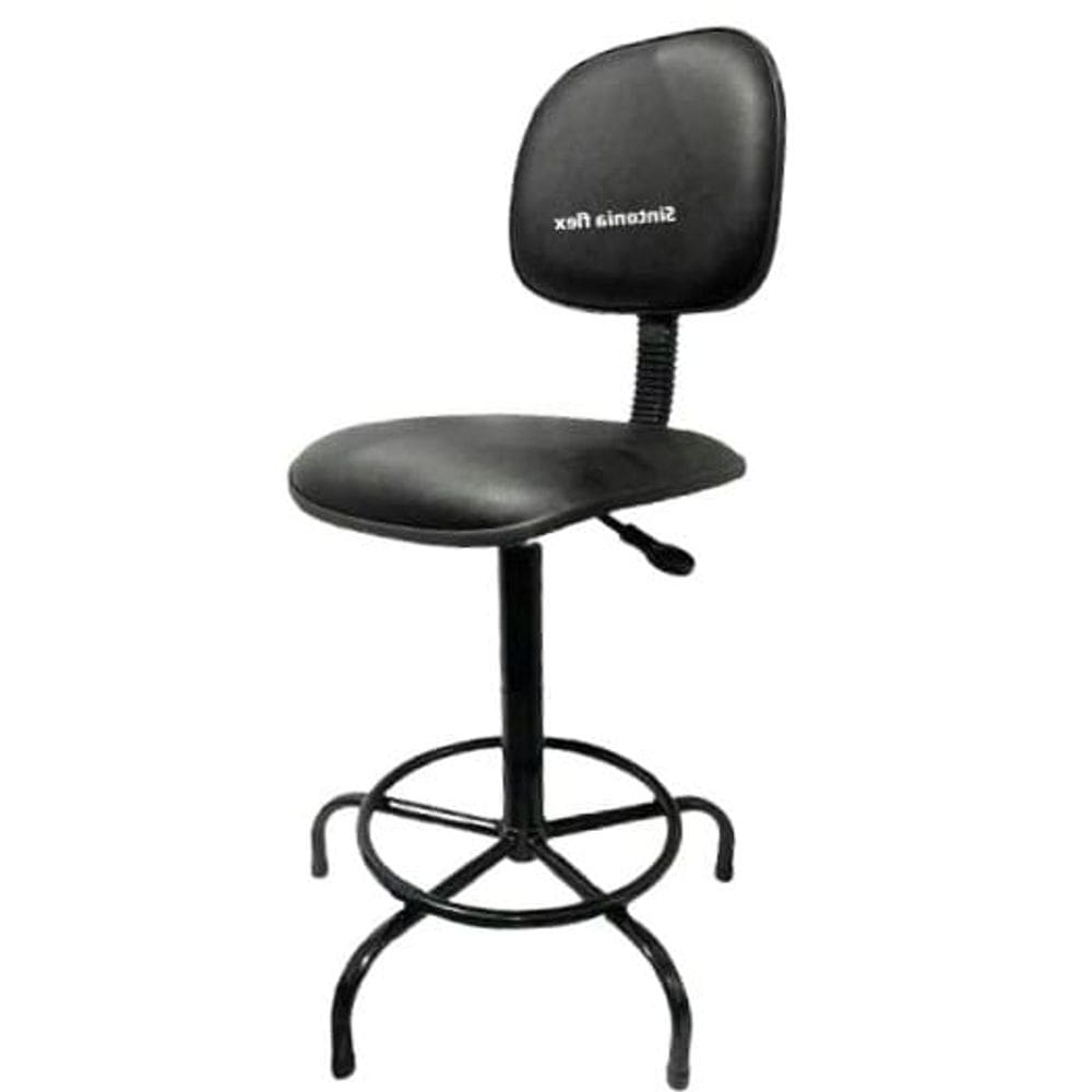 Cadeira caixa alta apoio de pé base fixa corano preta