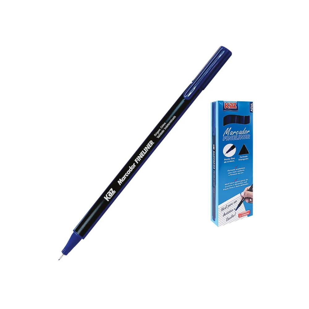 Caneta Hidrográfica FINELINER AZUL 0.4mm Caixa com 10 - KAZ