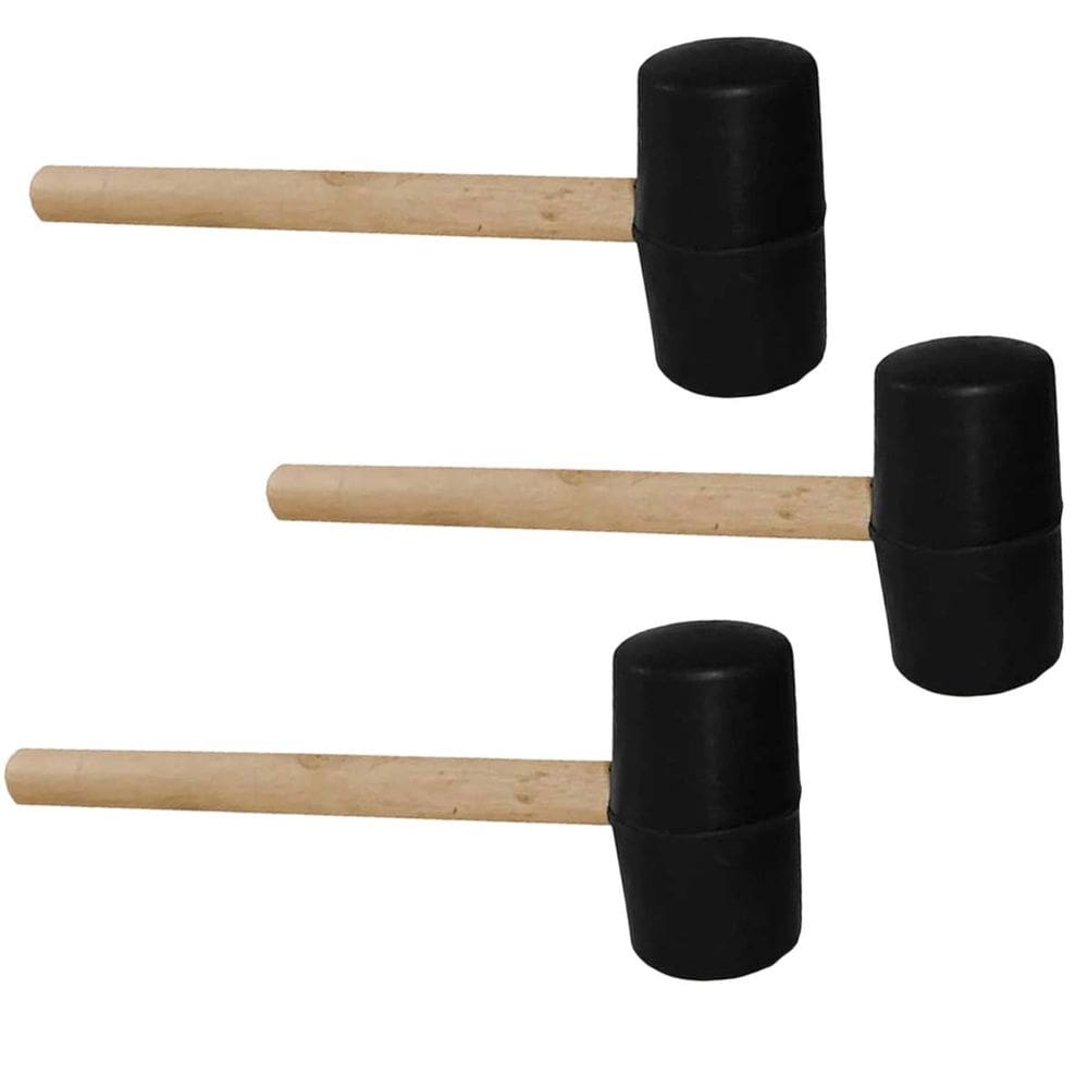 Marreta Martelo Borracha Kit 3 Uni Cabo Taco Ladrilho Cemarica Madeira Piso Montagem Reparo Manutençao Movel Mercenaria