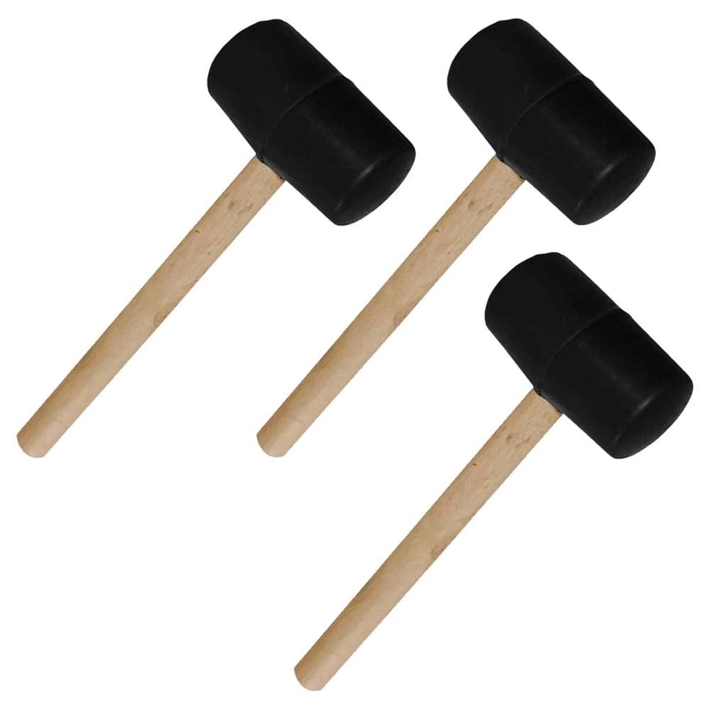 Martelo Borracha Marreta Kit 3 Uni Cabo Madeira Piso Chao Taco Ladrilho Cemarica Montagem Reparo Manutençao Moveis