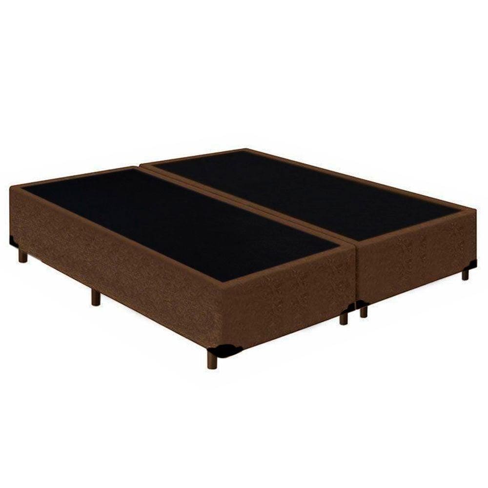 Cama Box King Bipartido Suede Cama Marrom 192x203x42cm
