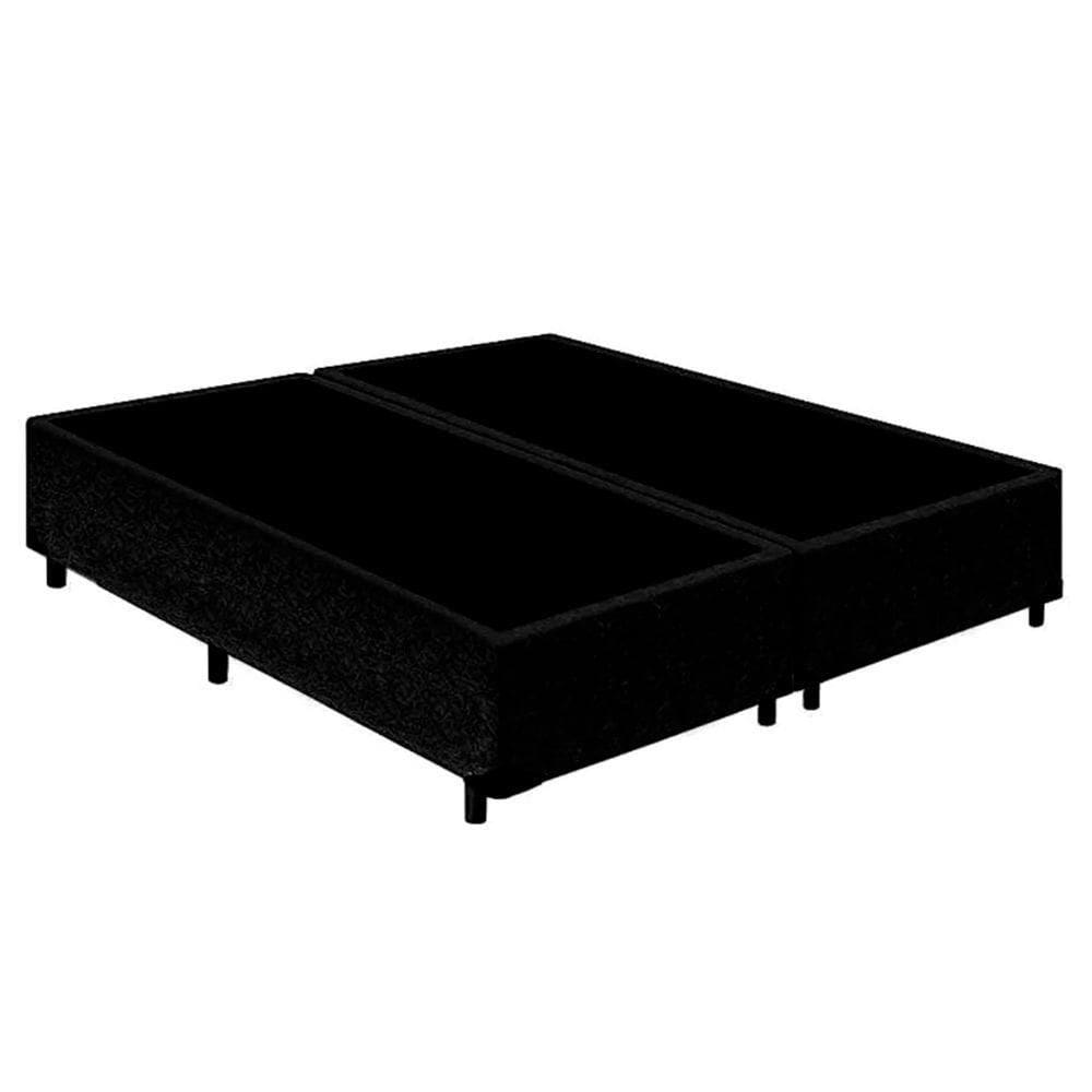 Cama Box King Bipartido Suede Cama Preto 192x203x42cm