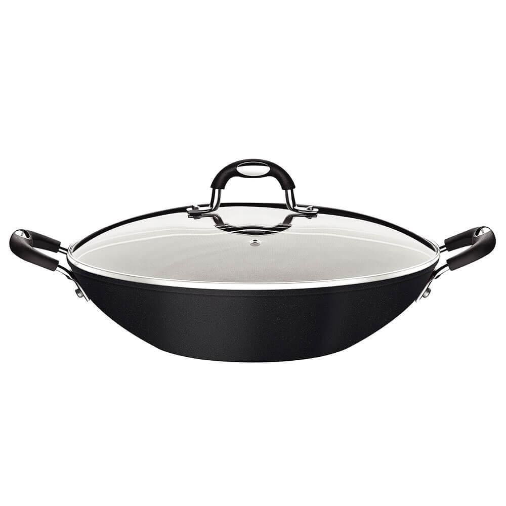 Wok Tramontina Mônaco Induction 32cm 4,5l Alumínio Rev. Em Antiad. Preto C- Tampa De Vidro 28708032