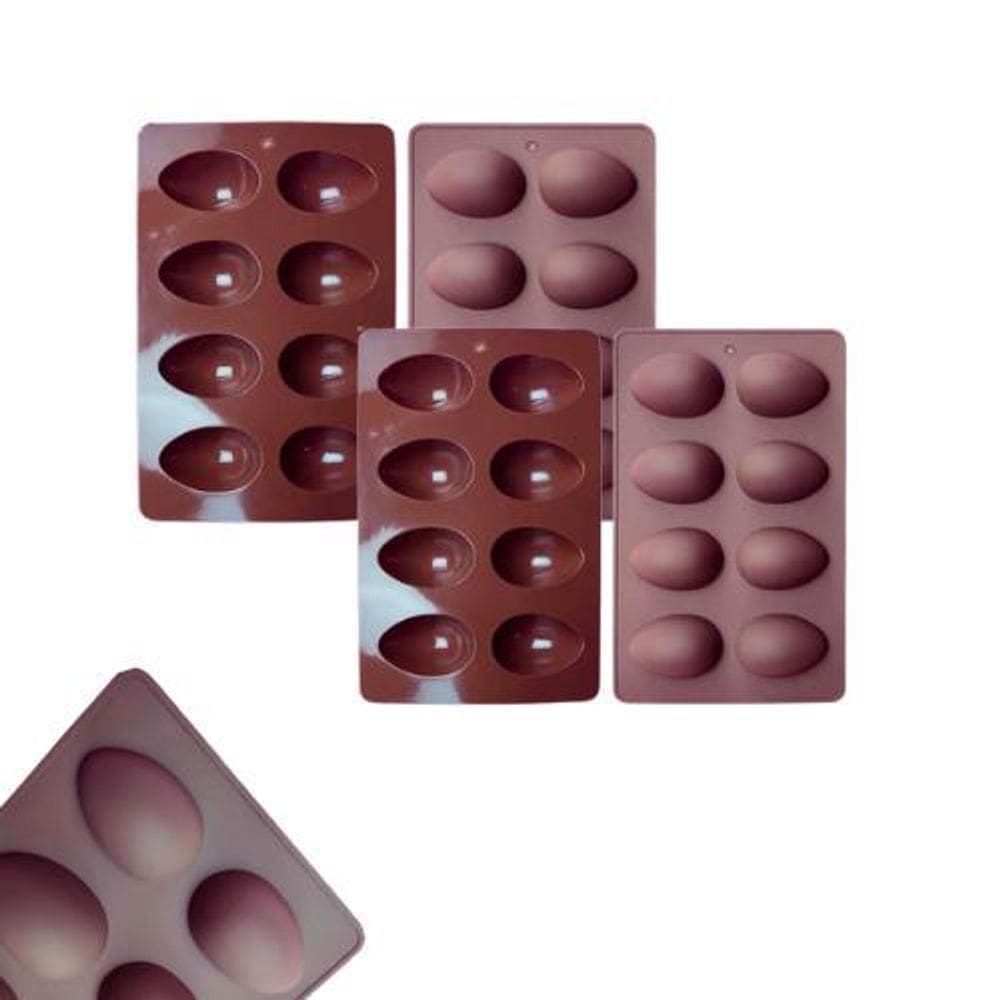 Kit 2 Formas Silicone Ovo De Páscoa Chocolate Pequena