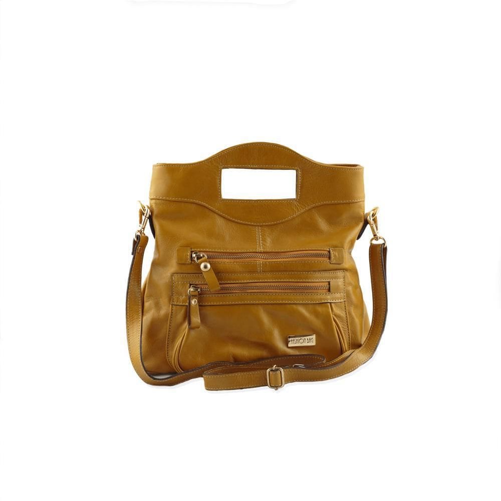 Bolsa Transversal Verônica Em Couro Mostarda