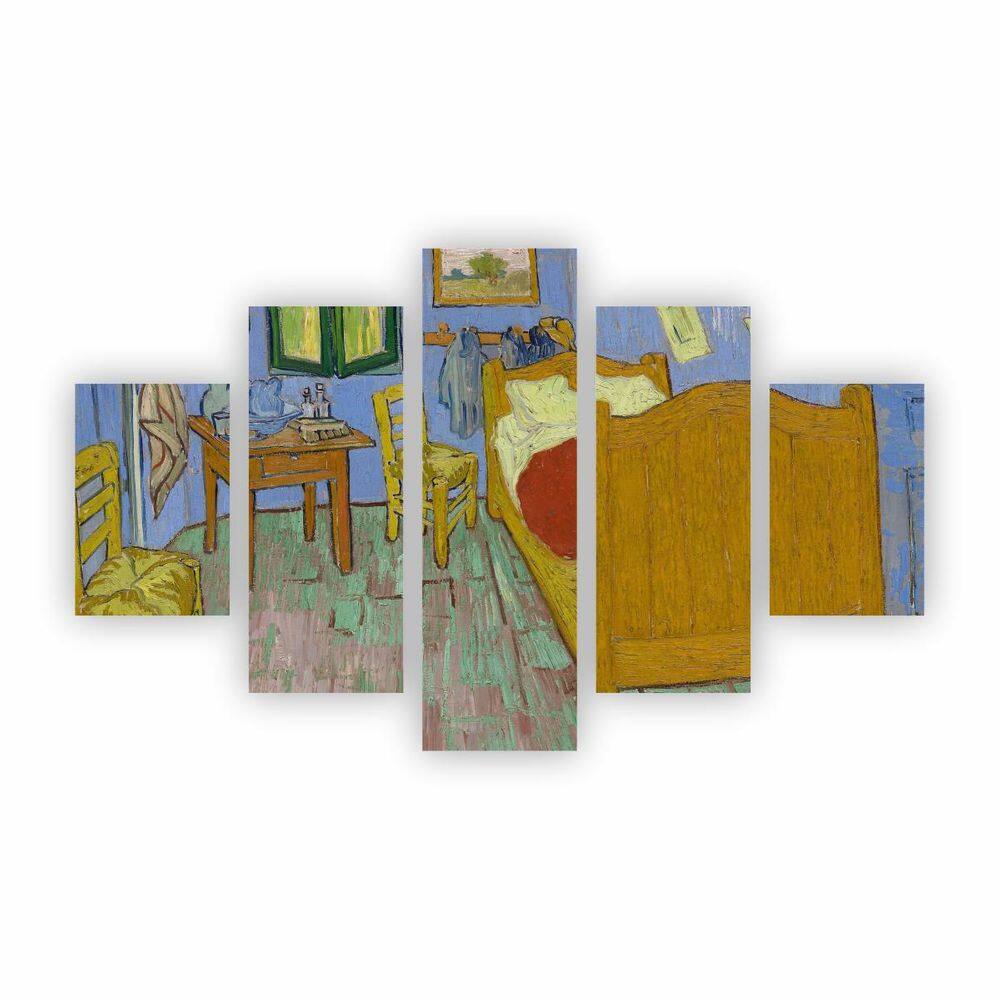 Kit 5 Quadros O Quarto Van Gogh Arte Canvas 110X65Cm