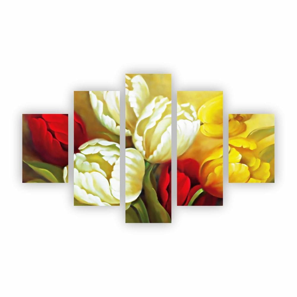 Quadro Canvas Pintura Rosas E Flores Coloridas 110X65Cm