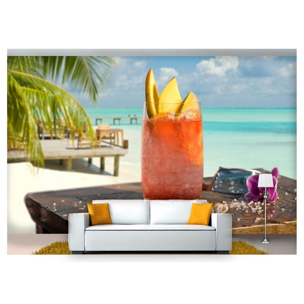 Papel De Parede Drinks Bebidas Praia Verão 3D Al98