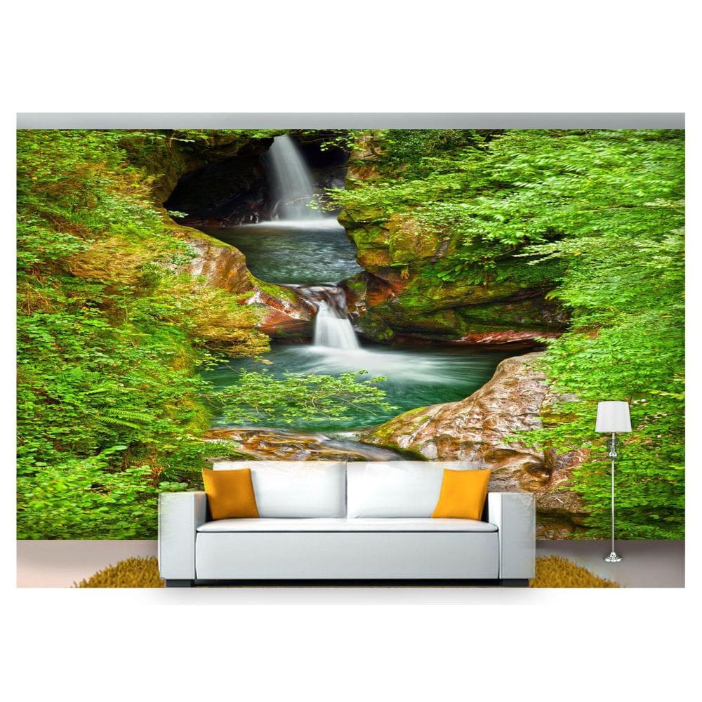 Papel De Parede Cachoeira Natureza Outono 3D Nch115