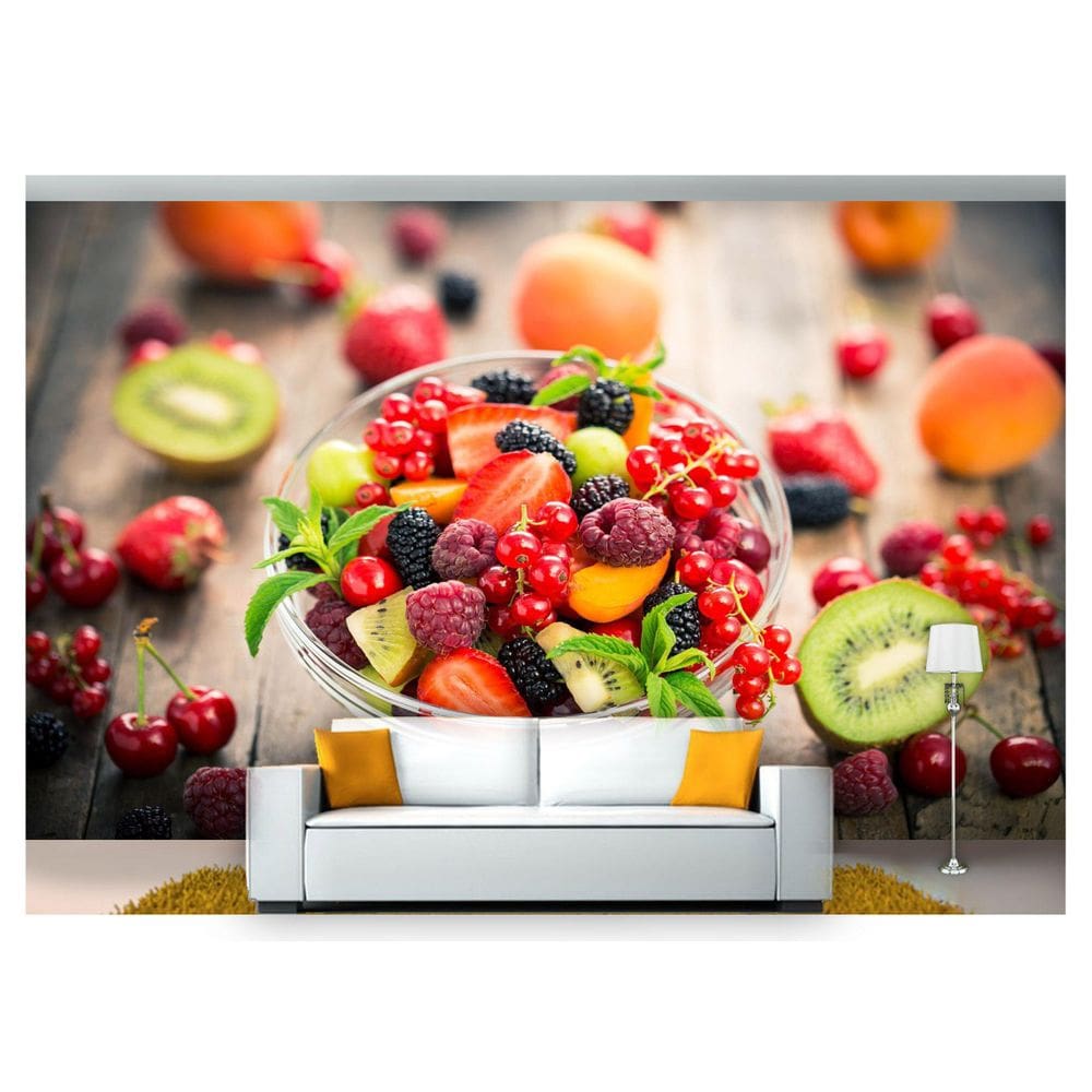 Papel De Parede Mix De Frutas Vitaminas 3D Al90