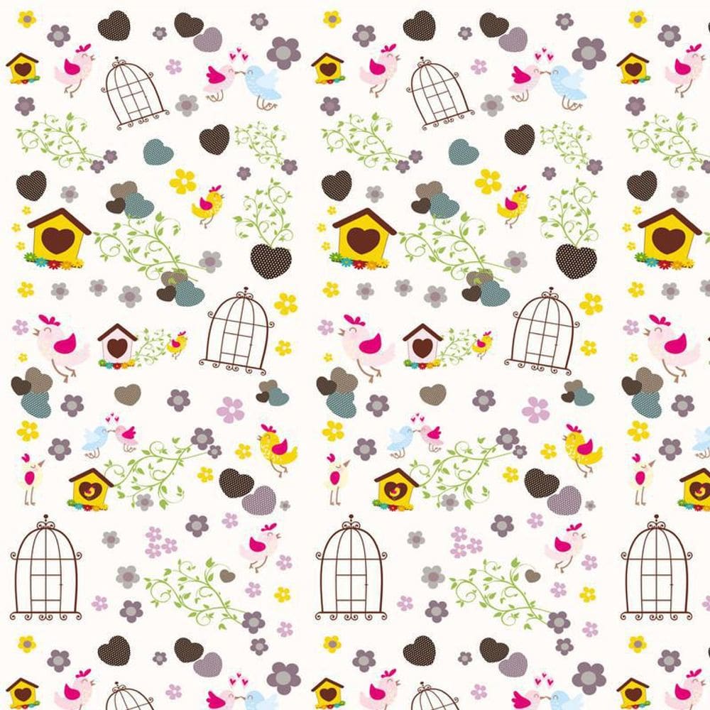 Papel De Parede Casa Passarinho Coração Adesivo Infantil