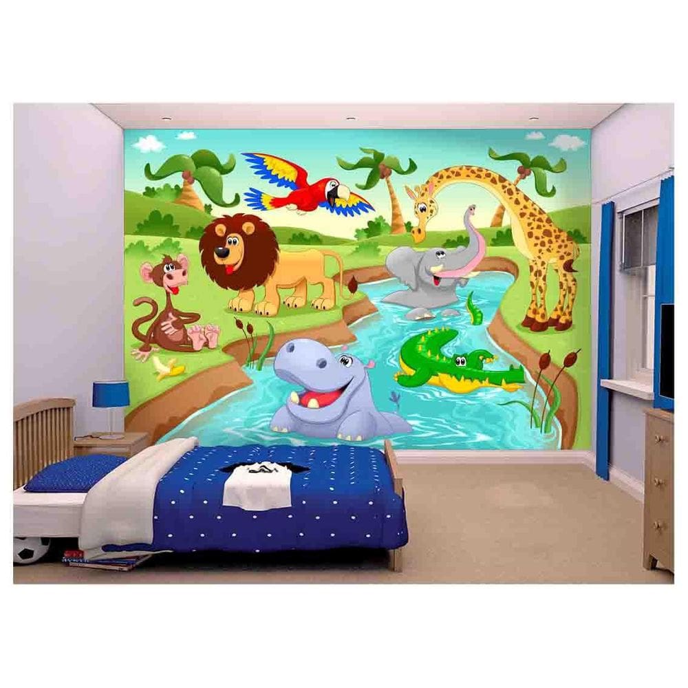 Papel De Parede Girafa Elefante Safari Jacaré  Azs78