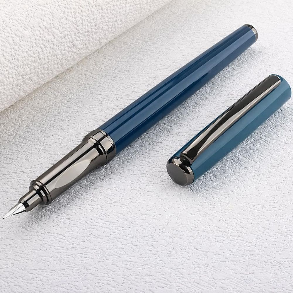 Caneta Tinteiro Executiva Caligrafia Azul Mescla 0,38Mm Inox