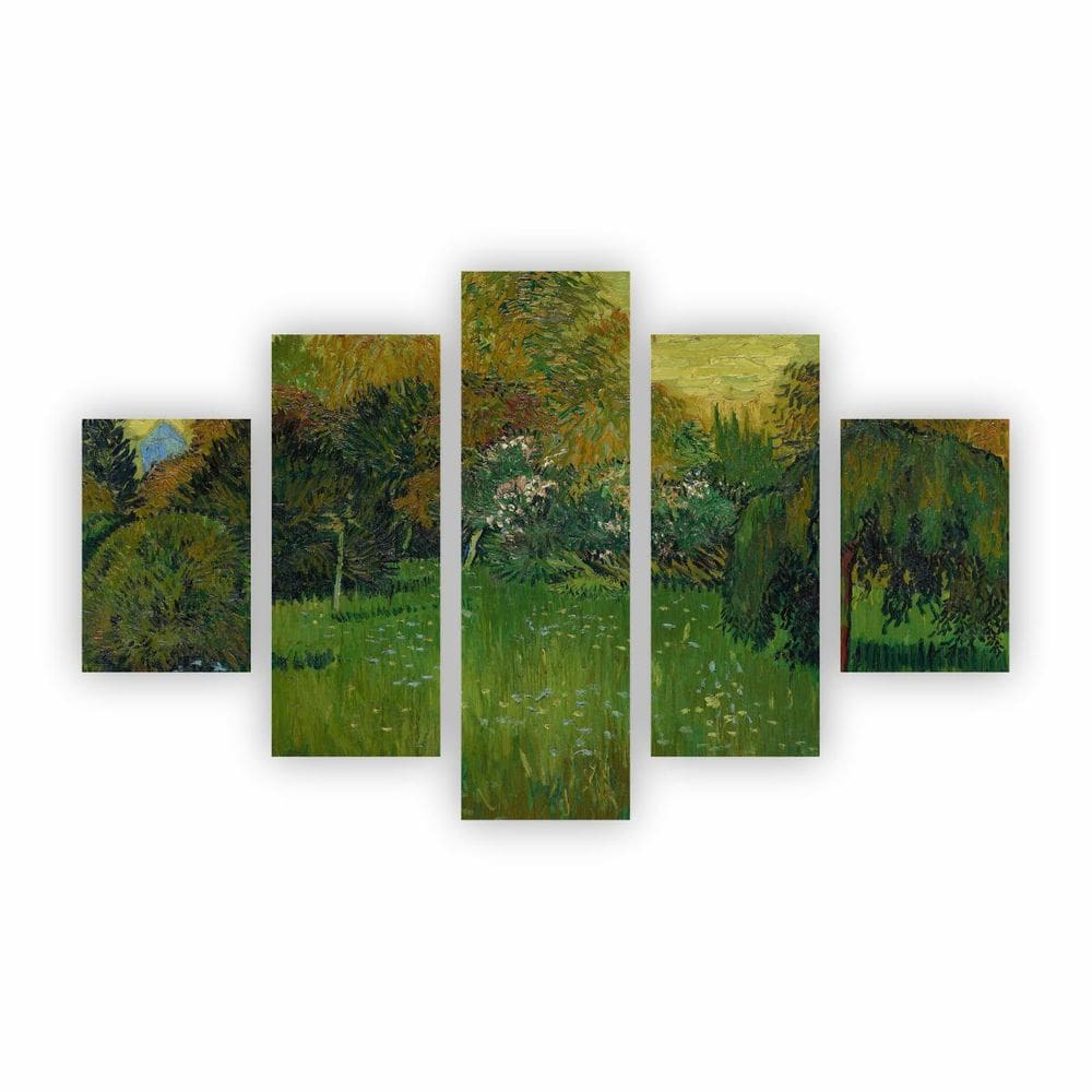 Kit 5 Quadro O Jardim Do Poeta Van Gogh Arte Canvas 110X65Cm