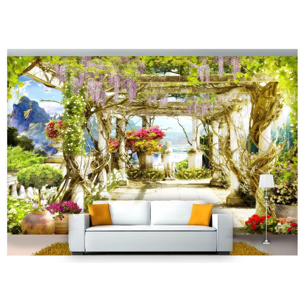 Papel De Parede Paisagem Digital Jardim Flores  Dah39