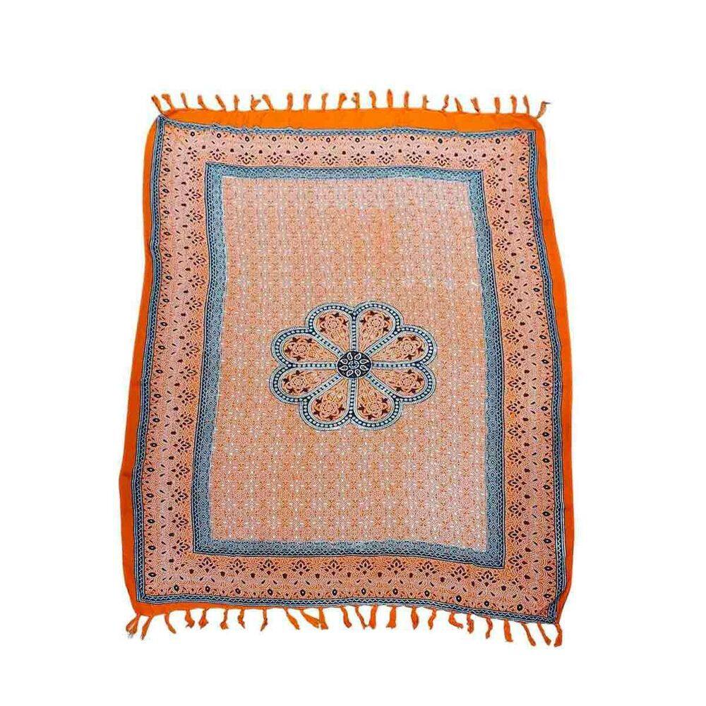 Canga De Praia 100% Viscose - Mandala Flor Coral 1,60Mx1,10M