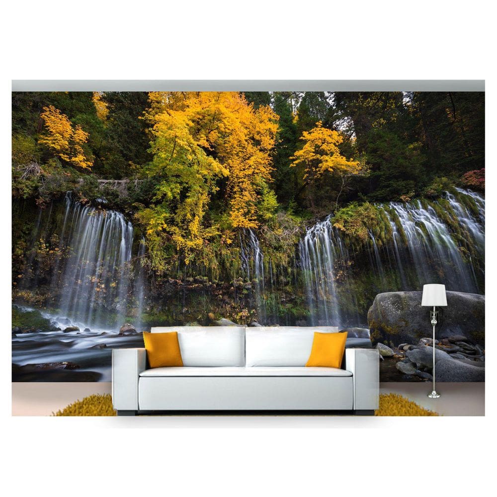Papel De Parede Cachoeira Natureza Outono 3D Nch215