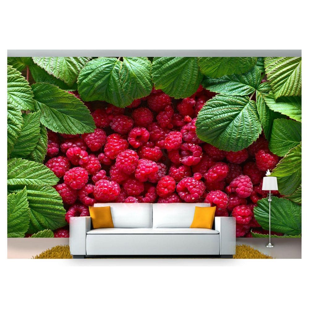 Papel De Parede Frutas Framboesas Vermelhas 3D Al189