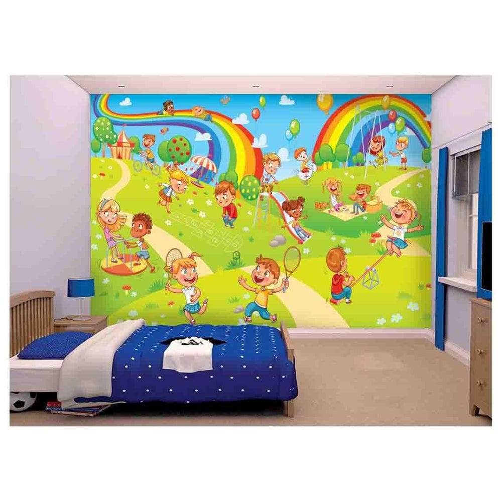 Papel De Parede Infantil Crianças Parquinho  Azs171