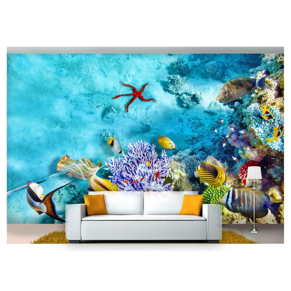 Papel De Parede Animais Fundo Do Mar Coral 3D Anm219