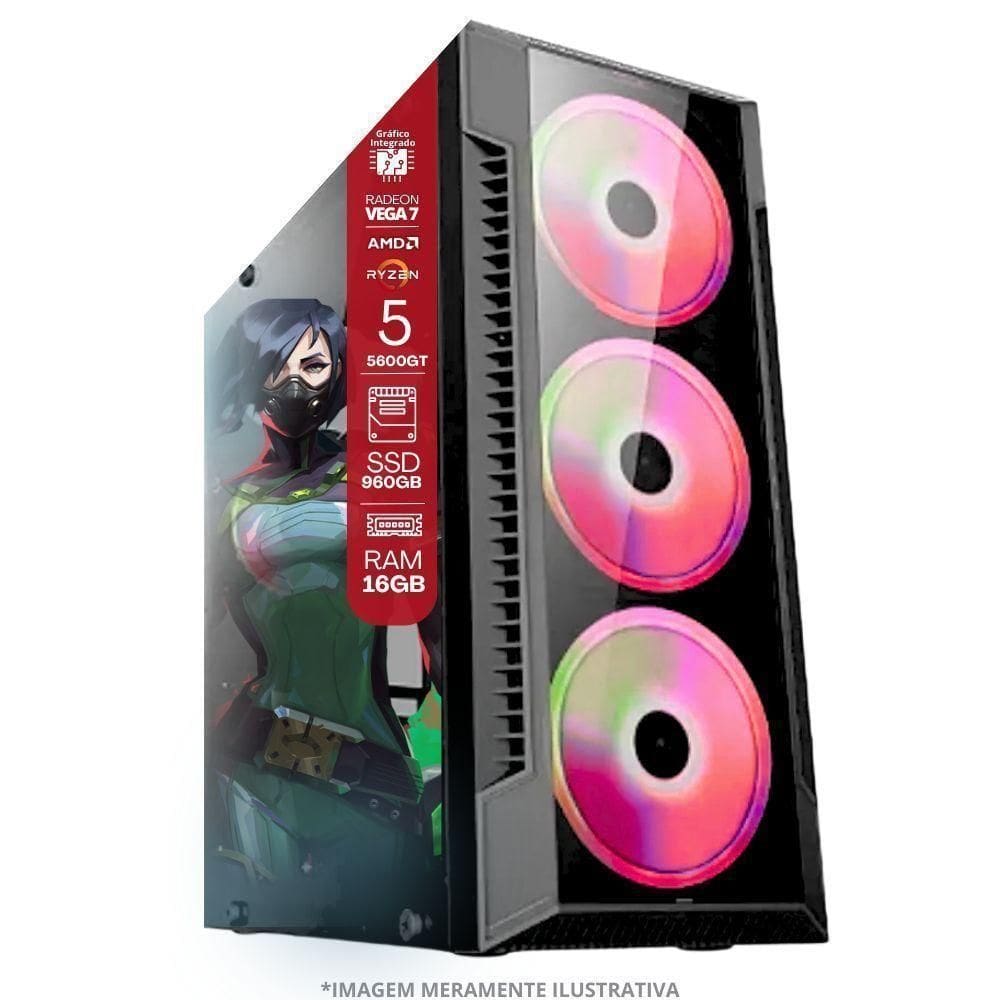 Pc Gamer Amd Ryzen 5 5600gt, 16gb Ram, Placa De Video Radeon Vega 7, Ssd 960gb, Fonte 550w