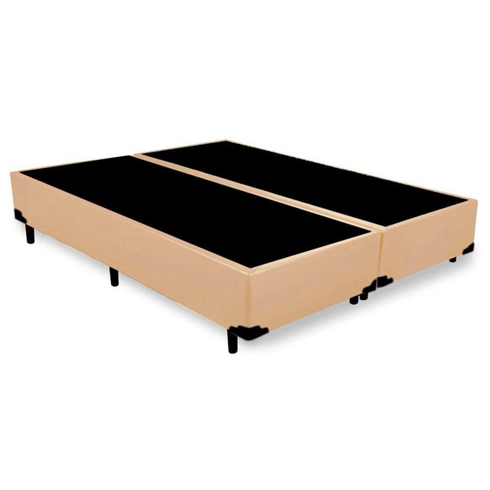 Cama Box Casal Bipartido Sintético Cama Bege 138x188x42cm