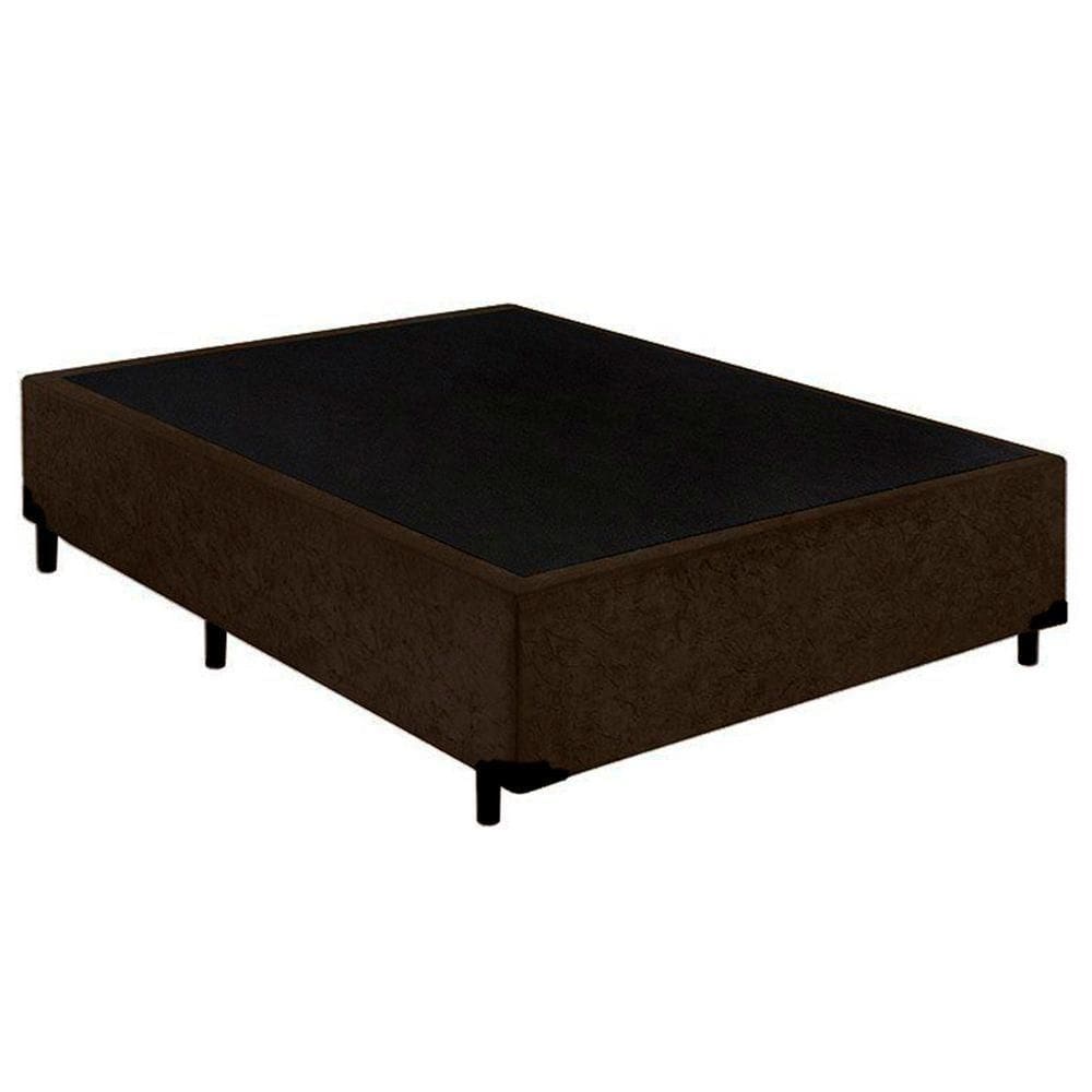Cama Box Casal Suede Cama Marrom 138x188x42cm
