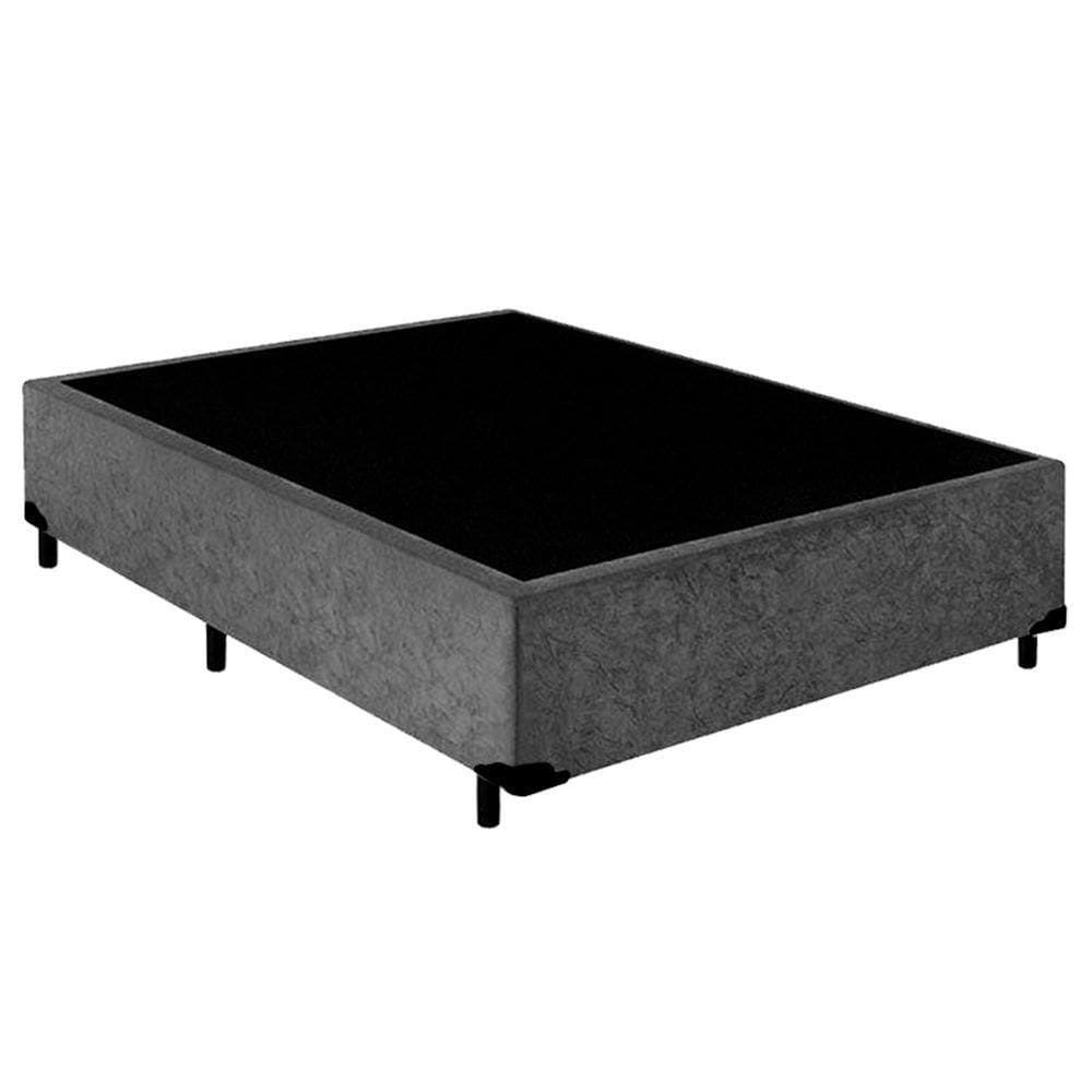 Cama Box Casal Suede Cama Cinza 138x188x42cm