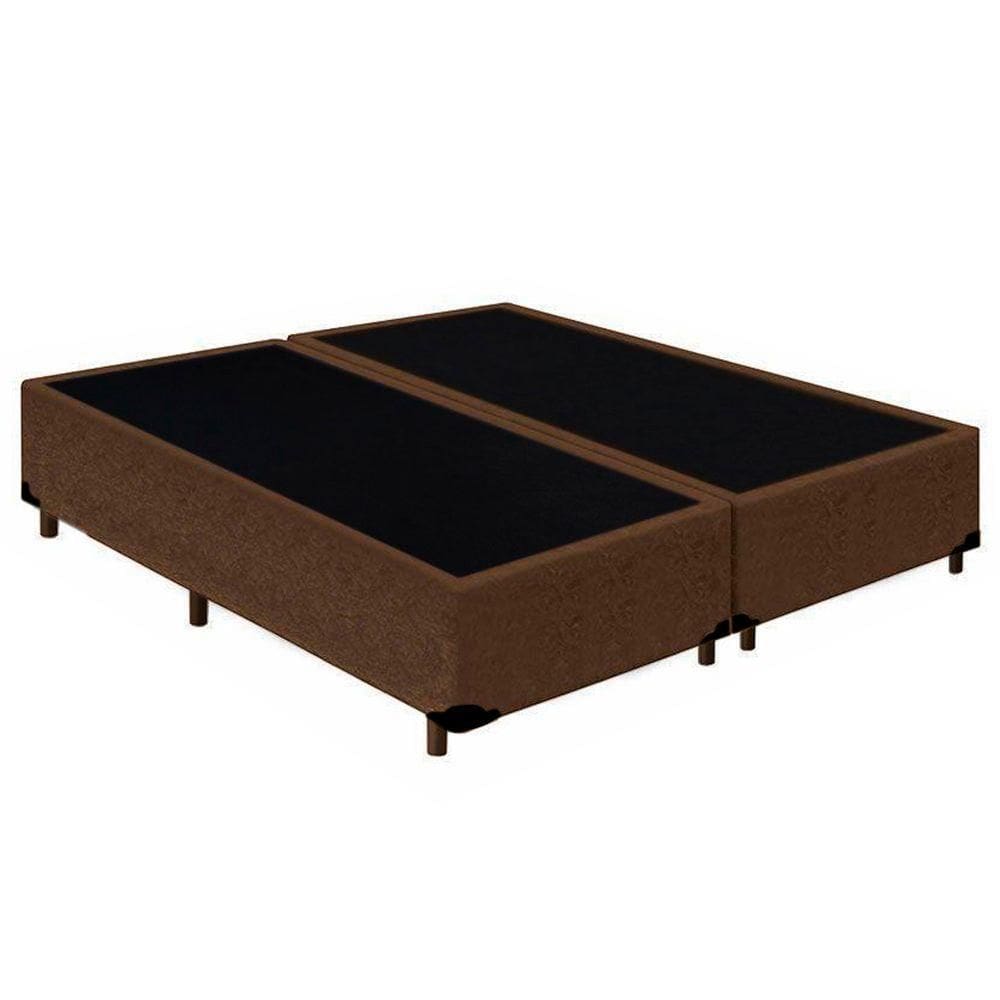 Cama Box Casal Bipartido Suede Cama Marrom 138x188x42cm